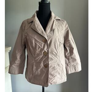 Sigrid Olsen Taupe tan button front blazer jacket pockets lightweight plus 14